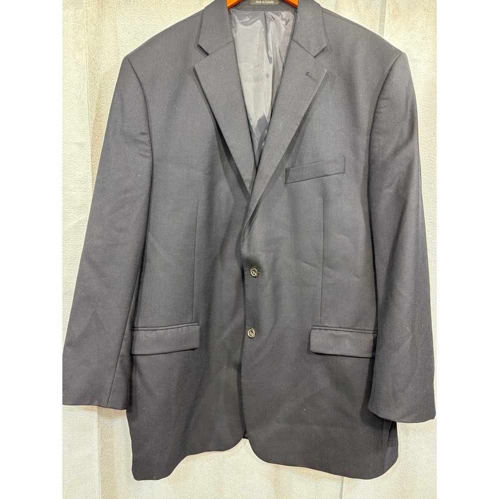 Lauren Ralph Lauren Mens Navy Blue 100% Wool Two Button Blazer Sport Coat 48L